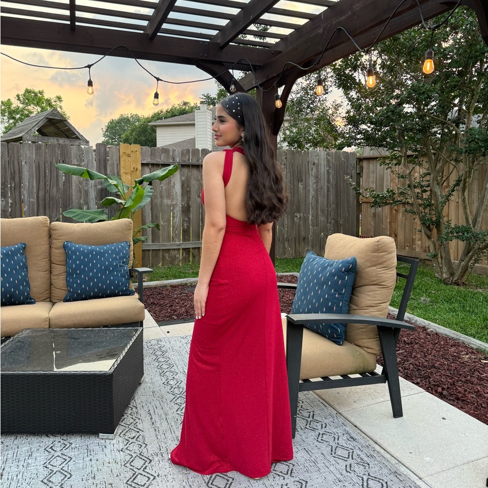 Elegant Backless Red Evening Dress